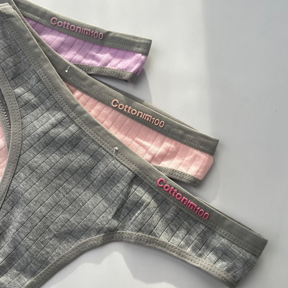 Стрінги в рубчик з широкою резинкою