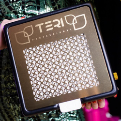 Настільна манікюрна витяжка з фільтром Hepa Teri Turbo M, колір чорний (сітка золота)