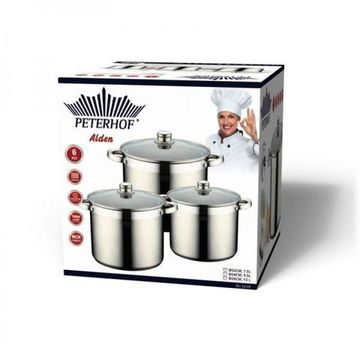 Набір каструль Peterhof PH 15199 ( 7,5 л 9,5 л 12 л ) 6 попер.