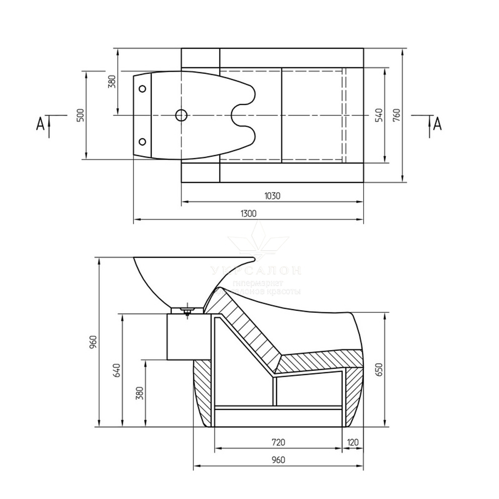 Парикмахерская мойка 1011 с подножкой