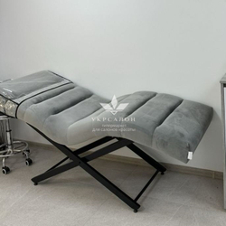 Анатомическая кушетка Tertio Black с поперечной прошивкой и подголовником для лашмейкеров и бровистов