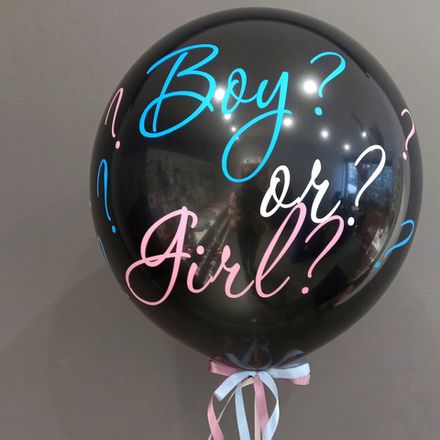 Гендерный шар черный с надписью Boy or Girl