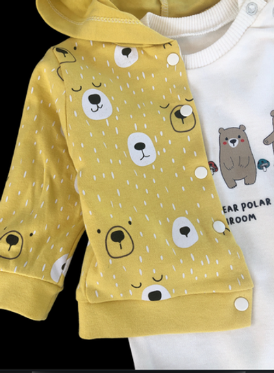 Костюм 3в1, бавовна: кофта, штани, боді "paw paw" (68 см)