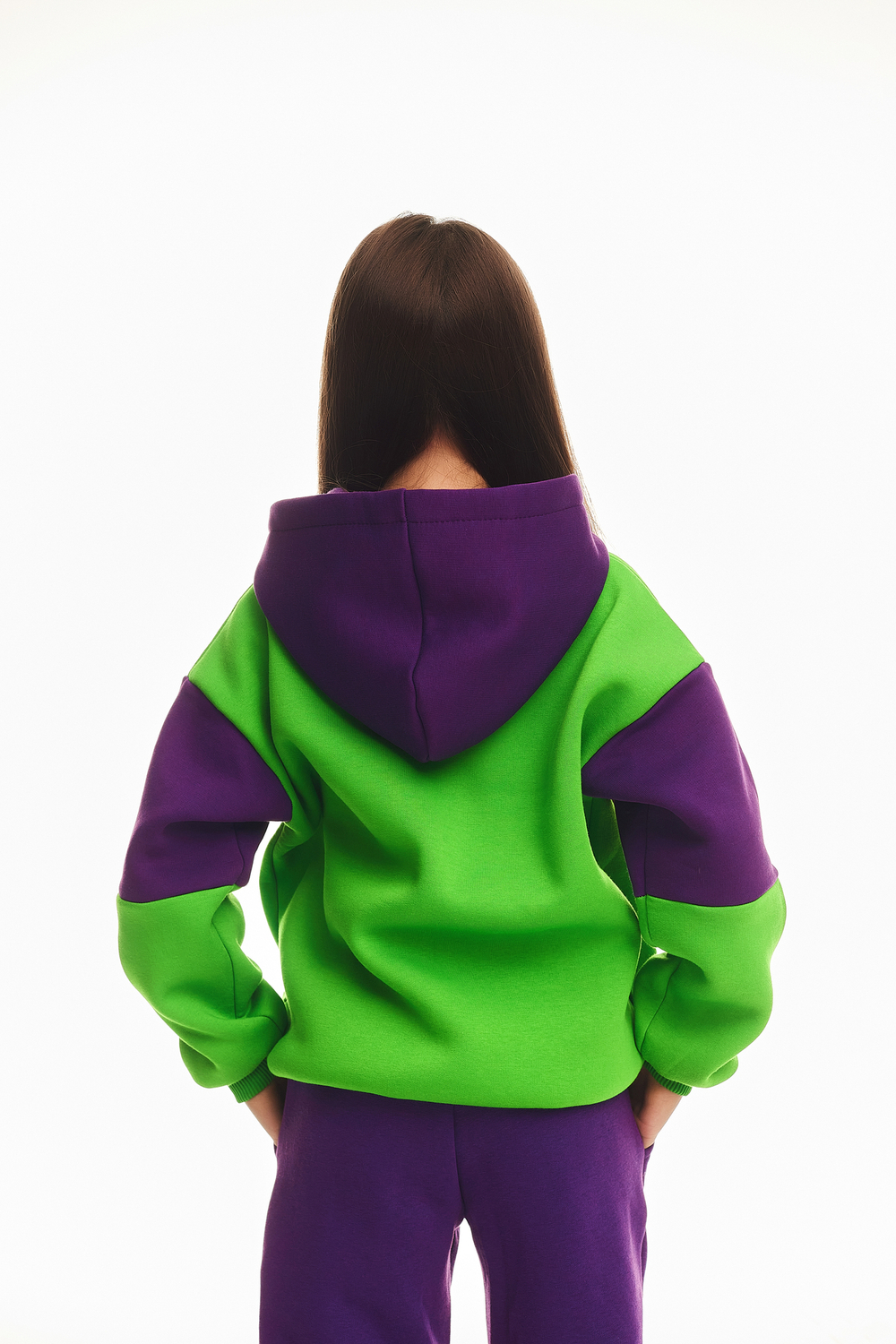 Дитячий спортивний утеплений костюм Kindamor Active Heat Purple/Green, фліс для дівчинки