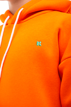 Дитячий спортивний утеплений костюм Kindamor Warm Autumn Orange для хлопчика, фліс помаранчевий з зеленим