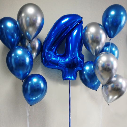 Повітряні кульки для хлопчика хром сині та срібні