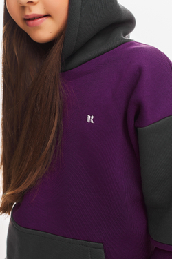 Дитячий спортивний утеплений костюм Kindamor Active Heat Grey/Purple, фліс для дівчинки