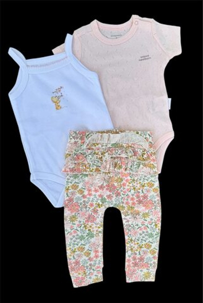 Набір одягу для дівчинки: боді-майка, боді-футболка, штани "Soft", бавовна, рібана ажур ТМ "Andy Wawa", ТМ "George" (62-68 см)