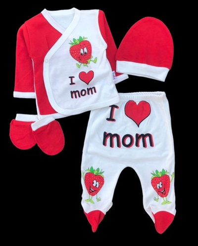 Комплект 3в1: льоля, повзунки, шапочка "Полуничка", інтерлок “Findik”