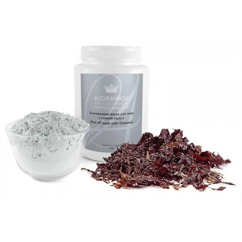 Альгинатная маска для лица с глиной Гассул Peel off mask with Ghassoul, Alginmask