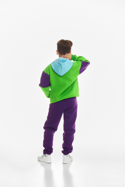 Дитячий спортивний утеплений костюм Kindamor Cozy Champion Purple/Green, фліс для хлопчика