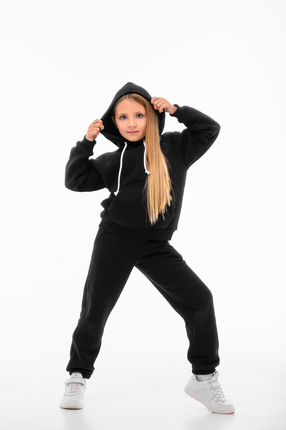 Дитячий спортивний утеплений костюм Kindamor Warm Autumn Black для дівчинки, фліс чорний