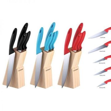 Набір ножів Peterhof PH 22408 red (5 ножів + підставка)