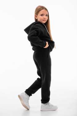 Дитячий спортивний утеплений костюм Kindamor Warm Autumn Black для дівчинки, фліс чорний