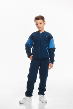 Дитячий спортивний утеплений костюм Kindamor Little Explorer Blue, фліс, на змійці, для хлопчика