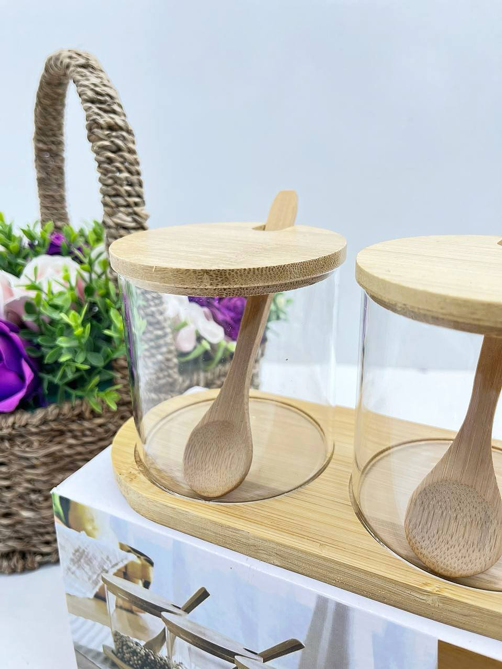 Набор банок для специй на подставке с ложками