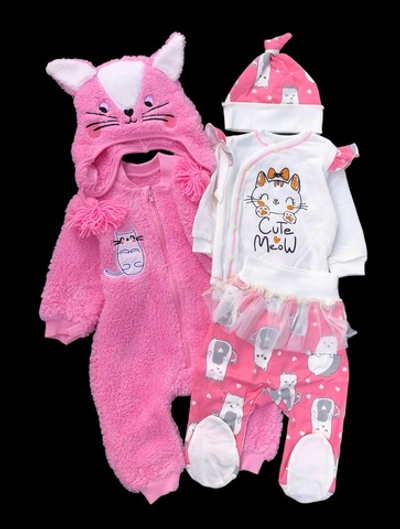 Гарний набір одягу для новонародженої дівчинки, якісний одяг для немовлят, осінь-зима, зріст 62 см, бавовна