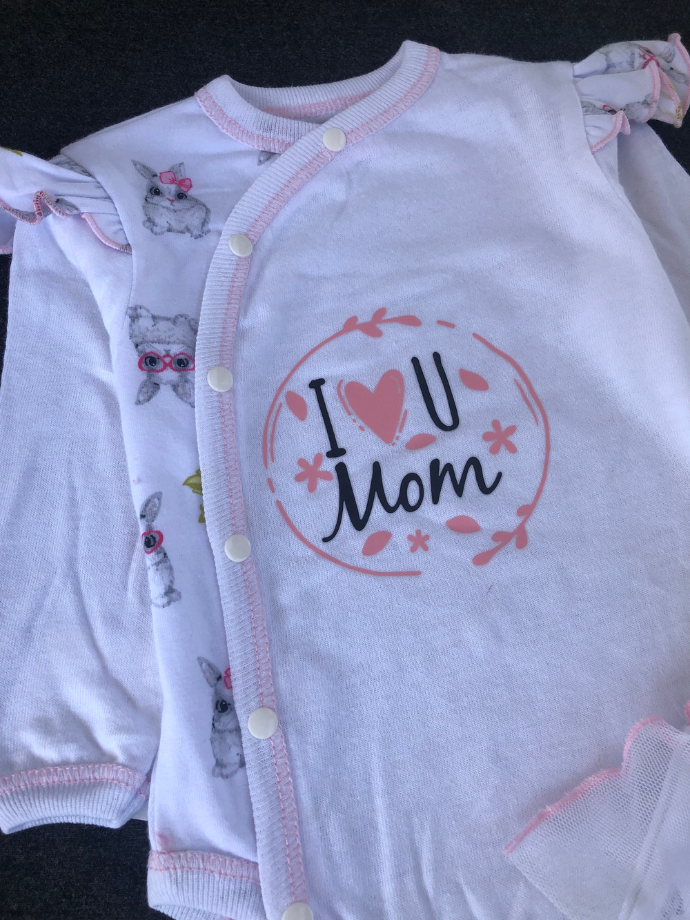 Комплект 3в1 : боді з довгим рукавом, повзунки, шапочка «I love you Mom», кулір ТМ "Happy TOT" (62 см)