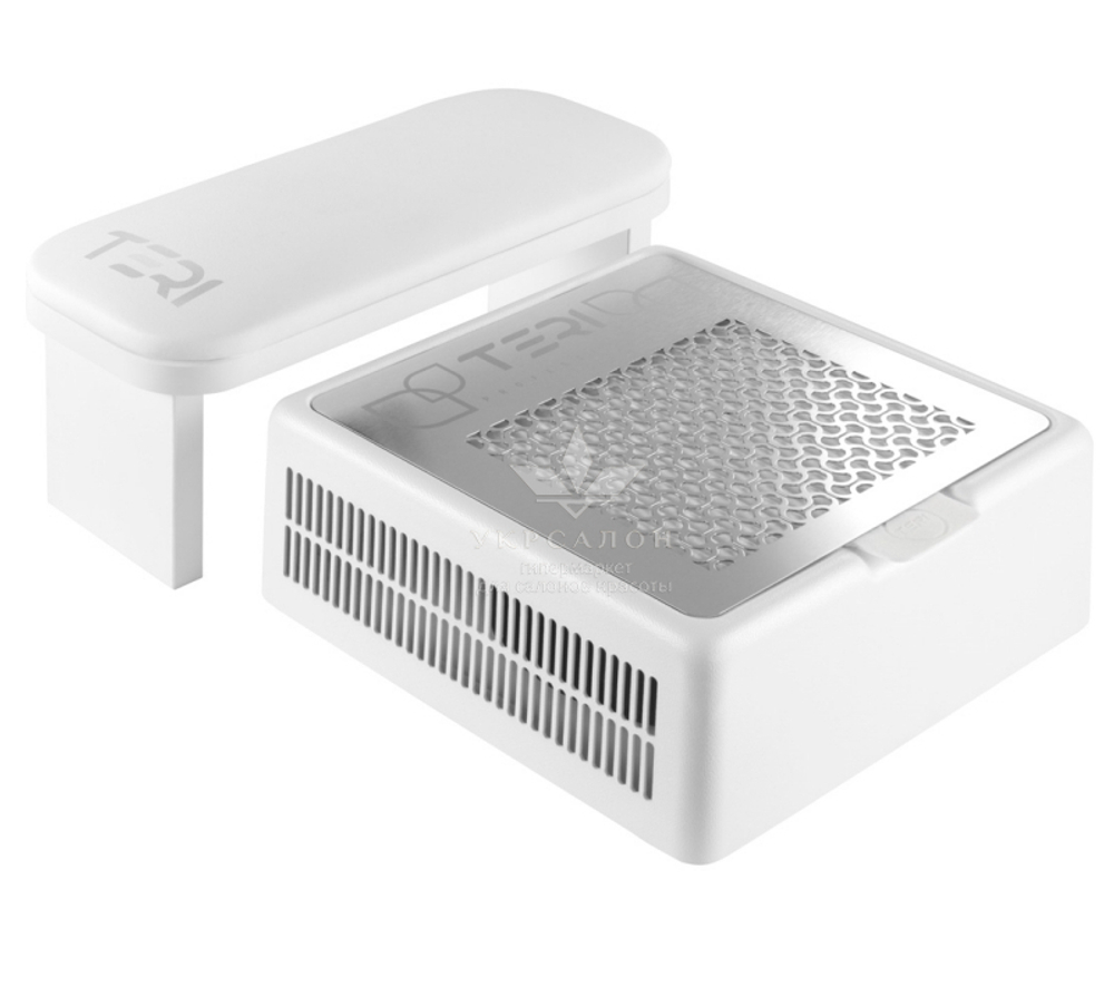 Настольная маникюрная вытяжка с HEPA фильтром Teri 800, цвет белый (сетка металлик)