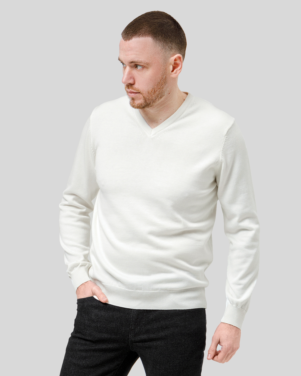 Джемпер чоловічий молочного кольору (арт. 7662300506)