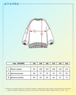 Світшот сірий для дівчинки (арт. 4422400104)