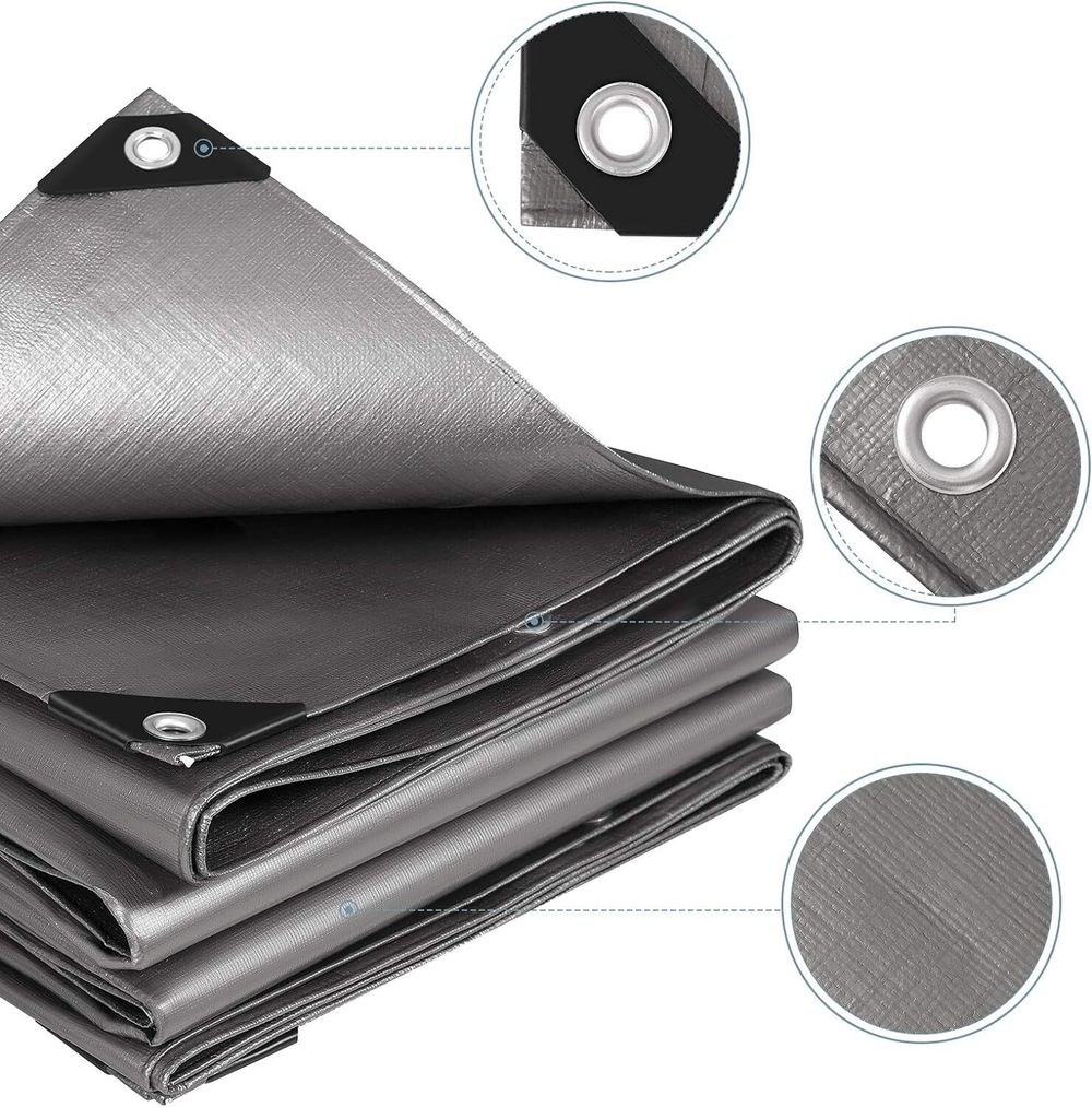 Тент 3х4 от дождя и снега, затеняющий 150г./м2 (серый) тарпаулиновый. Усиленные края.