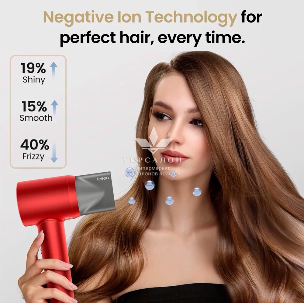 Фен Laifen профессиональный с ионизацией, 1 насадка, красный