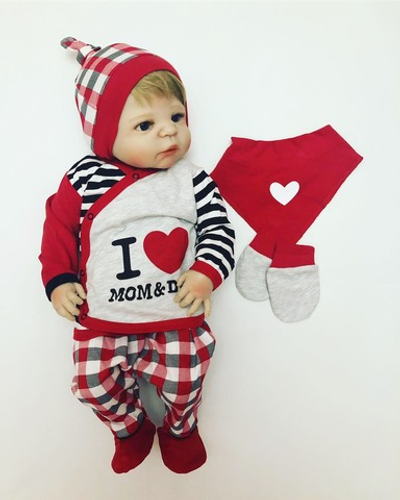 Комплект 5в1: сорочечка, повзунки, шапочка, слюнявчик, царапки "Я люблю мату і тата", бавовна (56 см)