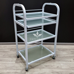 Косметологическая тележка стекло R-4v white