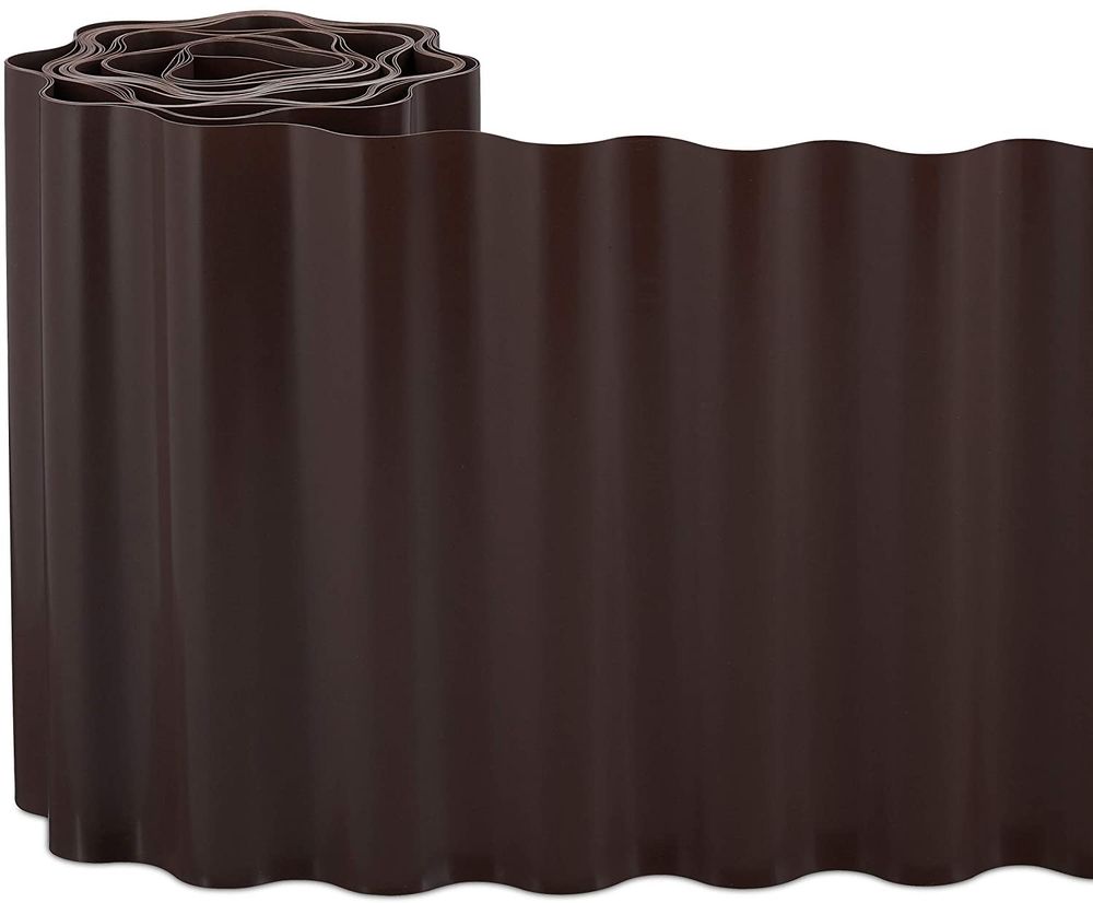 Бордюрная лента садовая, волнистая, 15см х 9м коричневая