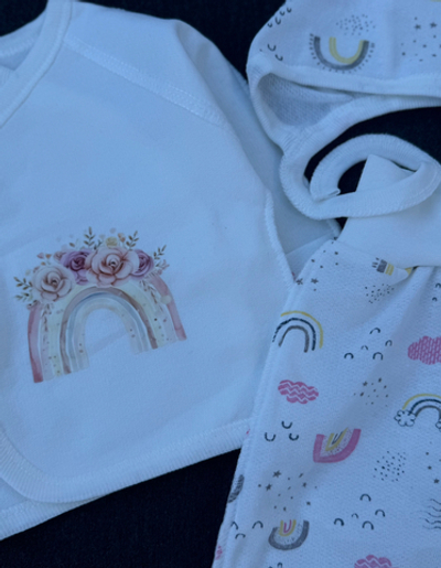 Комплект 3в1: льоля, повзунки, шапочка "Rainbow", футер ТМ “Happy ТОТ” (56 см)
