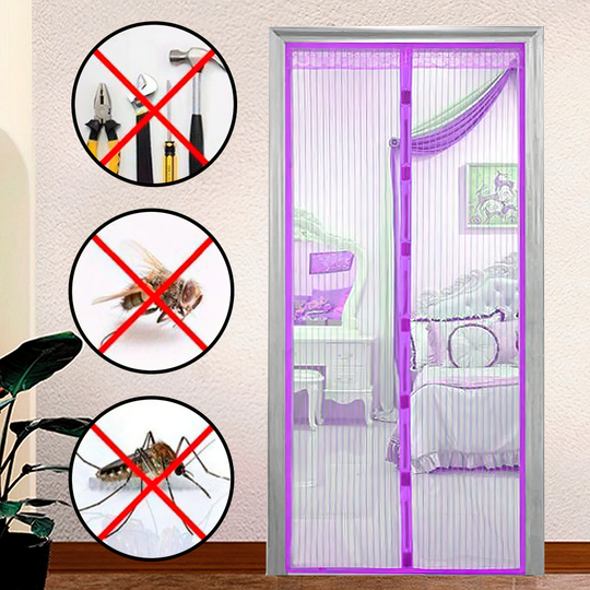 Москитная сетка на дверь на магнитах от насекомых 100х210 см Magic Mesh (Фиолетовая)