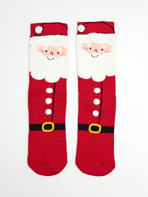 Шкарпетки теплі червоні Дід мороз 3-D, Pure