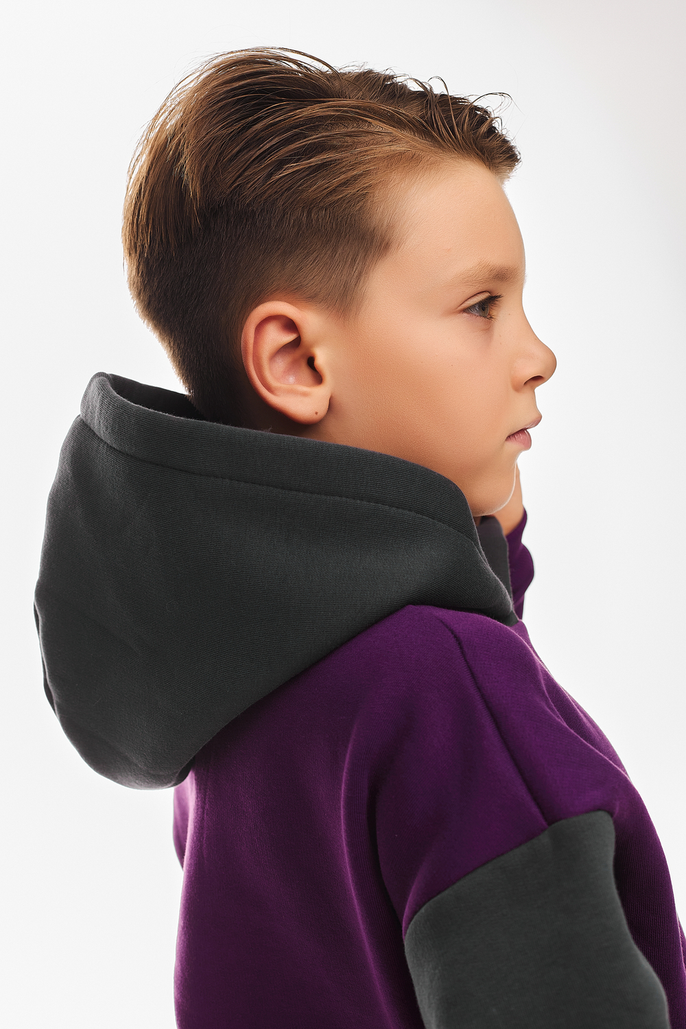 Дитячий спортивний утеплений костюм Kindamor Active Heat Grey/Purple, фліс для хлопчика