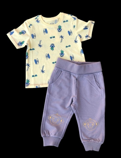 Костюм 2в1: футболка, штани "Сафарі", бавовна, двунитка ТМ "Cool club" (74 см)