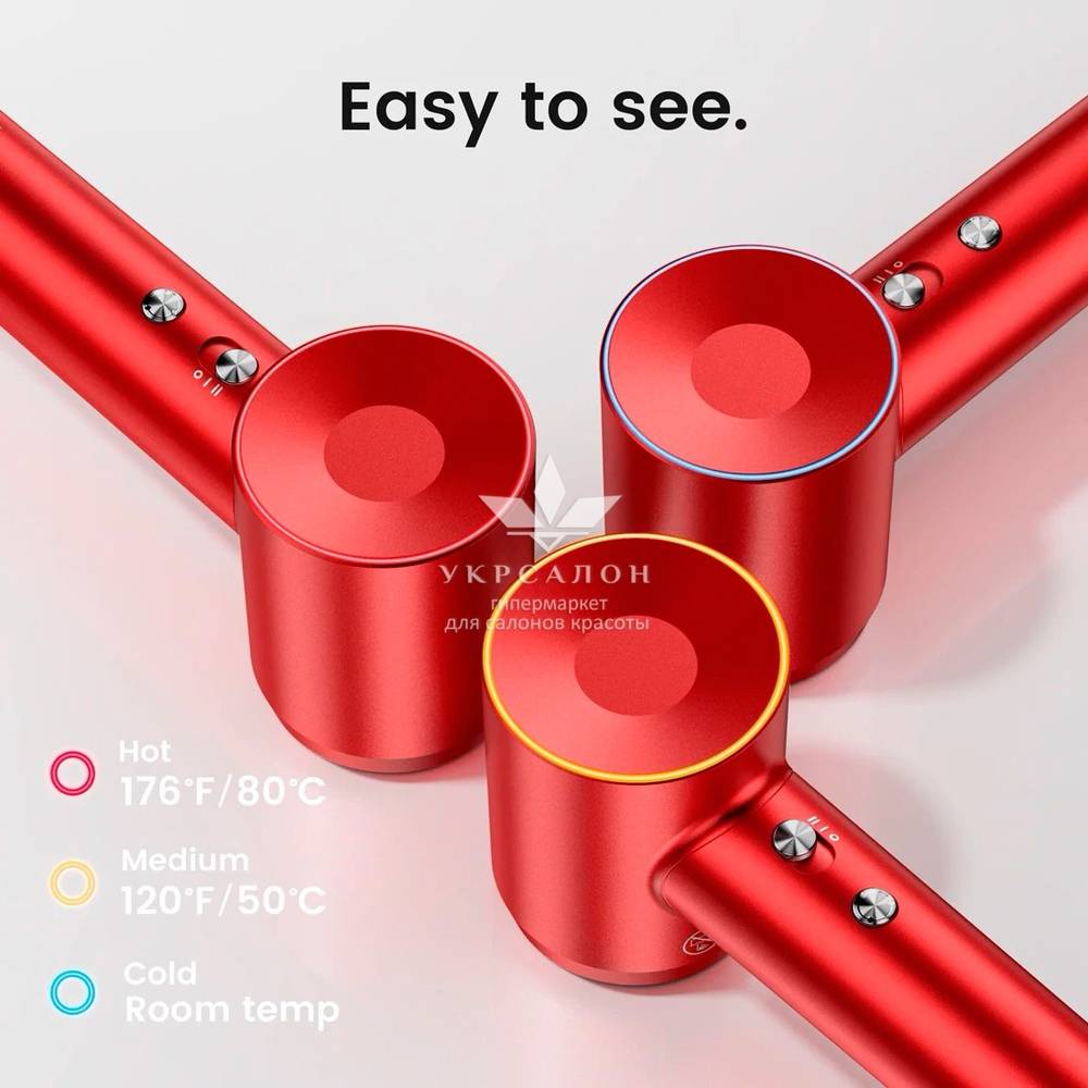 Фен Laifen профессиональный с ионизацией, 1 насадка, красный