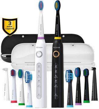 Набір із 2-х електричних зубних щіток Pecham Black and White Travel Set PC-084