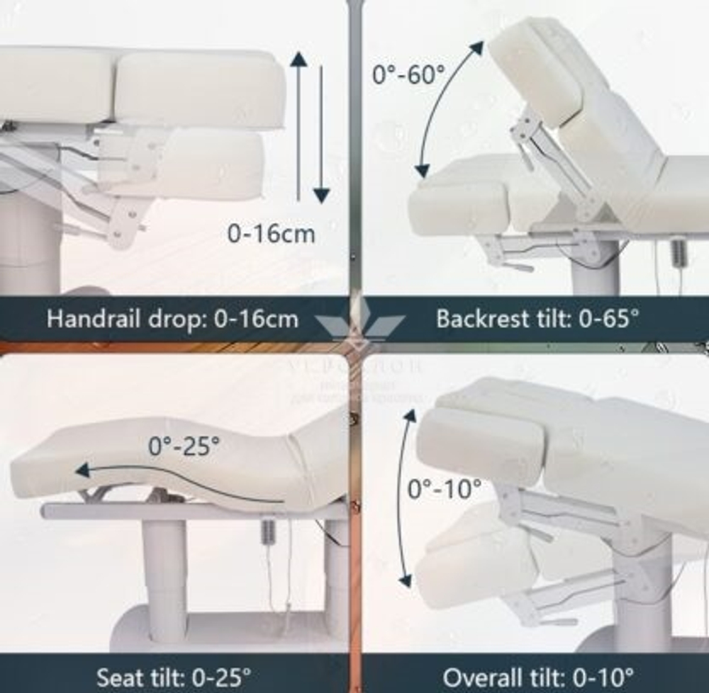 Косметологическая кушетка электрическая Z042F с подогревом и подсветкой (4 мотора)