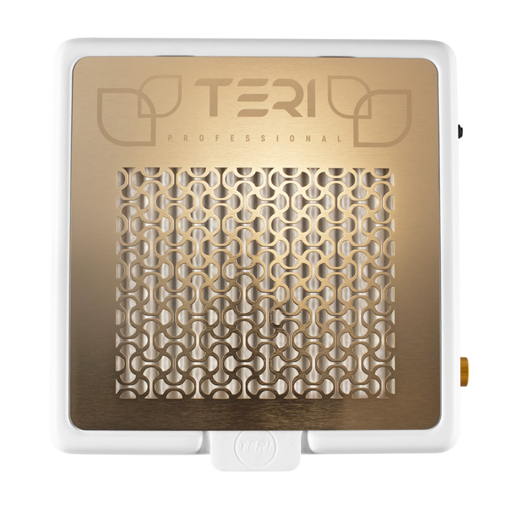 Настольная маникюрная вытяжка с HEPA фильтром Teri Turbo M, цвет белый (сетка золотая)