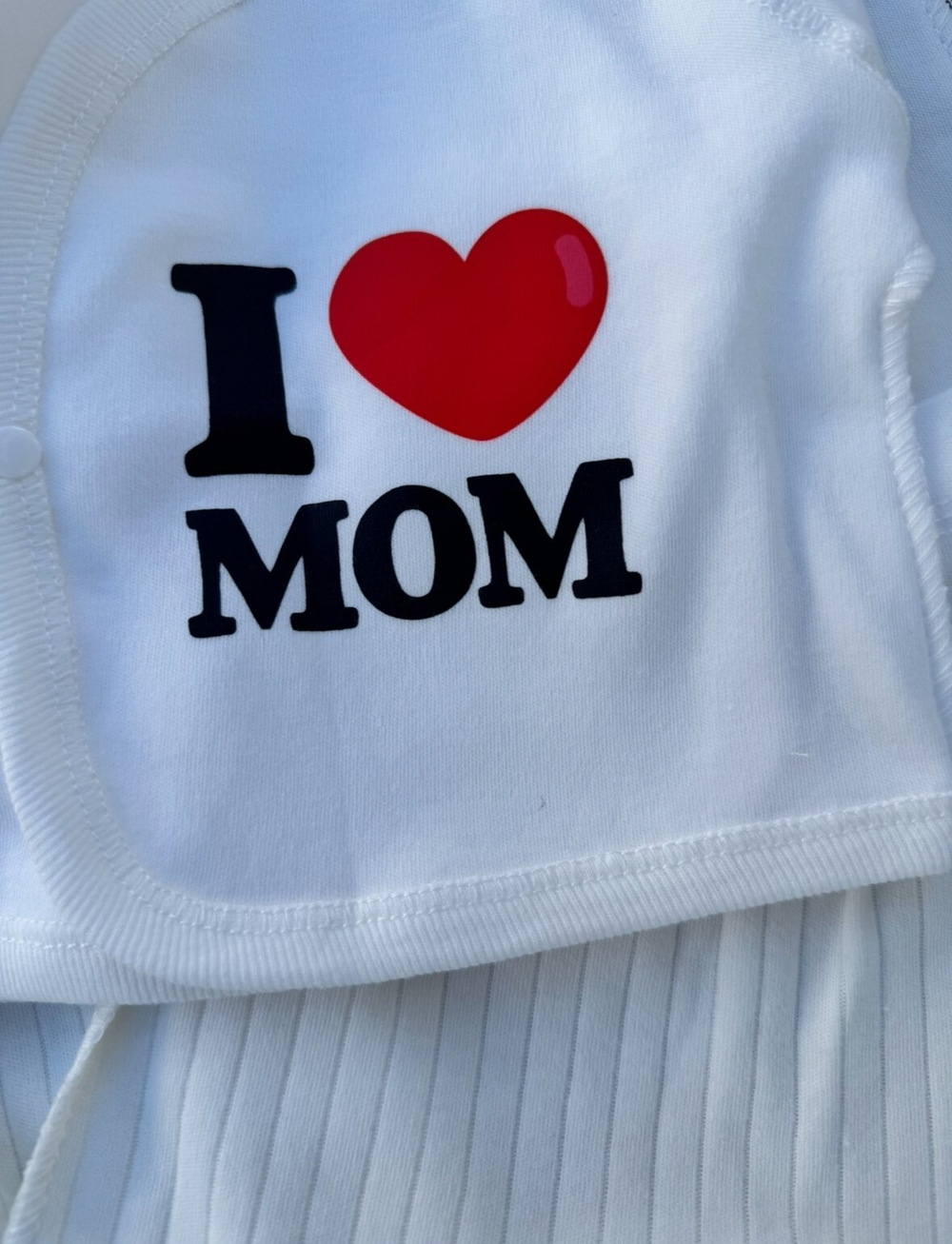 Комплект 3в1: льоля, повзунки, шапочка "I love mom", інтерлок, трикотаж рубчик ТМ “Happy ТoТ” (56 см)