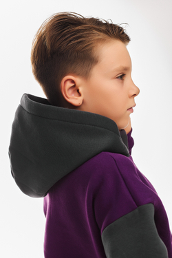Дитячий спортивний утеплений костюм Kindamor Active Heat Grey/Purple, фліс для хлопчика