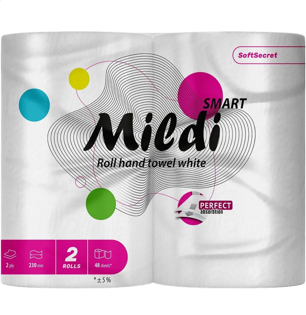 Паперові рушники "Mildi Smart" 2 шари 56 відривів 2 шт.
