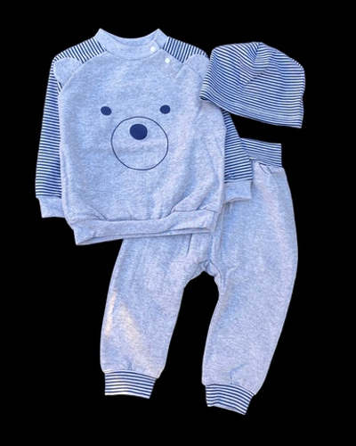 Костюм 3в1: світшот, штани, шапочка "Ведмежатко", двунитка з начосом ТМ "Happy ToT" (80 см)