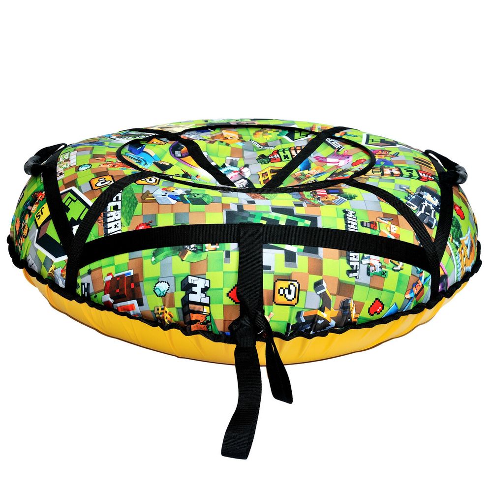 Надувные санки-ватрушки  для катания с горки "Майнкрафт" диаметр 100 см. (Оксфорд, ПВХ)