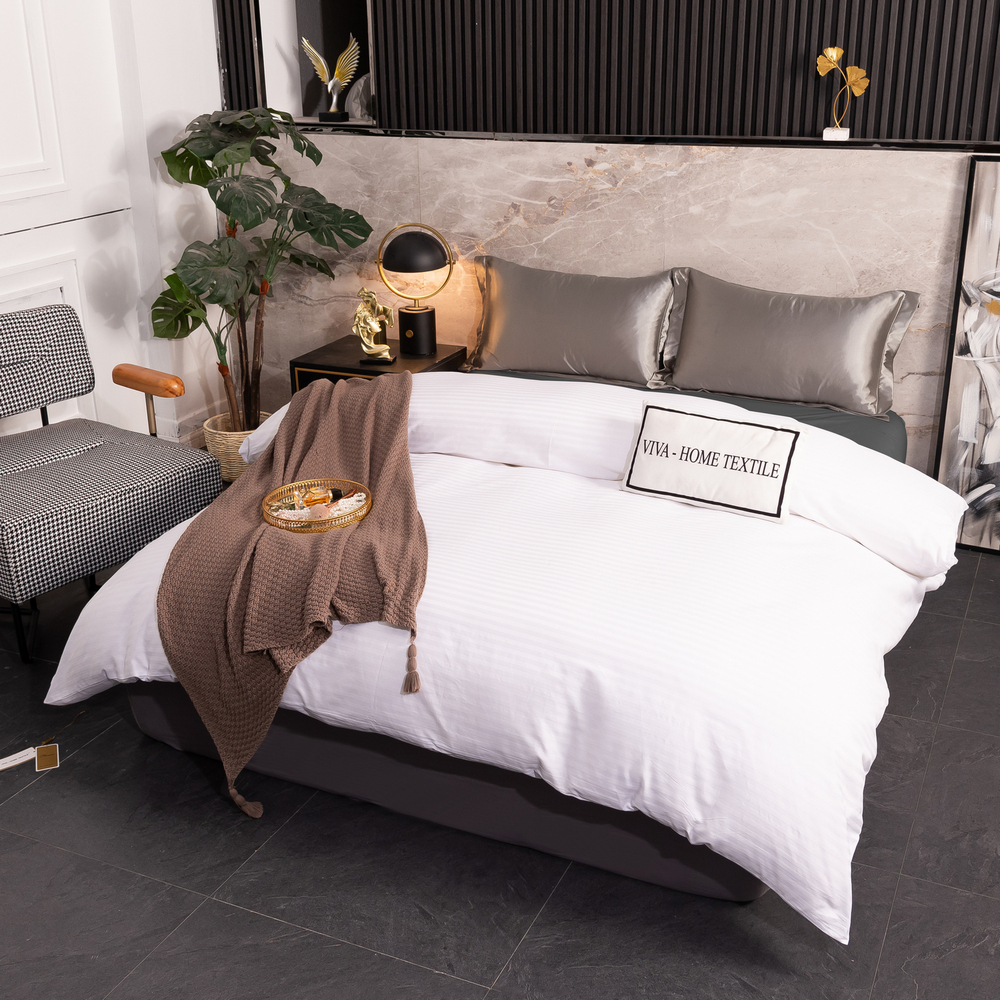 Пододеяльник Страйп Сатин Однотонный Отель белый 100% Хлопок 1x1 P1CTH036200220