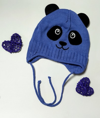 Шапочка на завʼязках "Пандочка", вовна ТМ "Talvi" (р. 50-52)