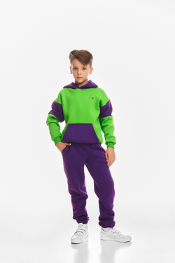 Дитячий спортивний утеплений костюм Kindamor Active Heat Purple/Green, фліс для хлопчика