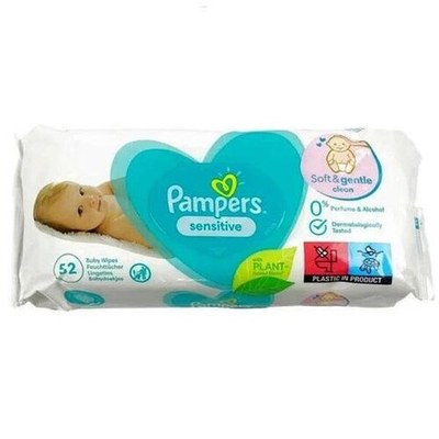 Серветки вологі 52 шт, Pampers Sensitive