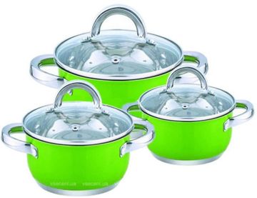 Набір каструль Barton Steel BS 6606 green 6 попер.