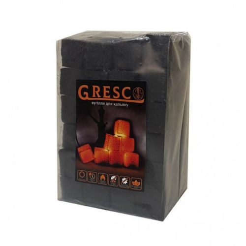 Горіхове Вугілля для кальяну Gresco (Греско) Целофан 1кг 72шт 25х25